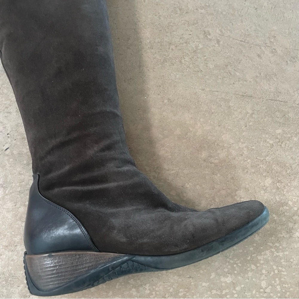 Aquatalia Meadow Boot Brown Suede Size 10 Waterproof Wdge Heel Padded Lining - Picture 6 of 14